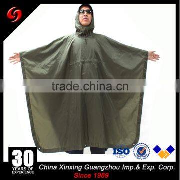 Olive Green 210T Polyester Taffeta With 21S PVC Coated Army Rain Poncho Military Waterproof Raincoat photo-3