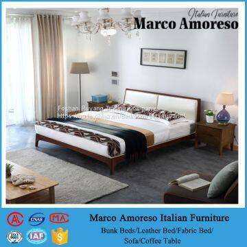 European Style Faxue Leather Storage Low Double Wooden Bed Frame photo-3