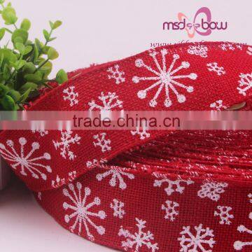 2016 Christmas Jacquard Ribbon 2.5 Inch Wide Jute Burlap Ribbons photo-2