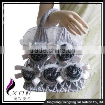 CX-H-30C Genuine Rex Fur Flower Handmade Evening Women Bag photo-3