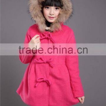 Children autumn and winter wool coat woolen coat girls big children Korean woolen long coat