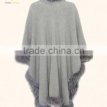 Winter Warm Wool Knitted Poncho Lady Fur Poncho photo-2