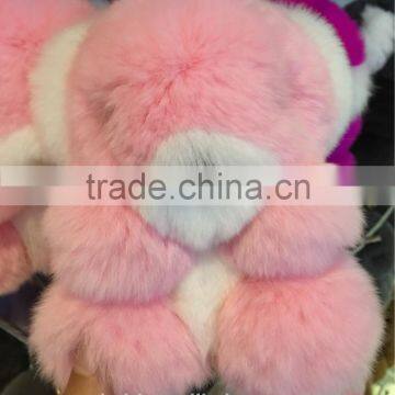 Real Rex Rabbit Fur Keychain Bear Doll Doll Key Chain Charm Golf Bag Pendant Wallet Pom Pom Coon Car Pendant photo-3