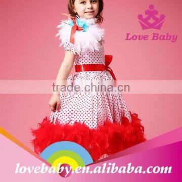 Fashion Red Polk Dot Dress Feather on Shoulder Wedding Tutu Dress for Child Girls photo-2
