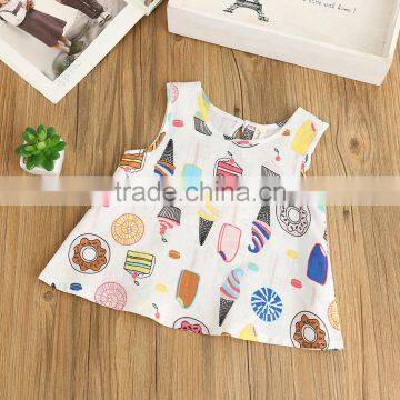 S60504B 2017 Summer Girls Ice Cream Printing Cute Vest photo-2
