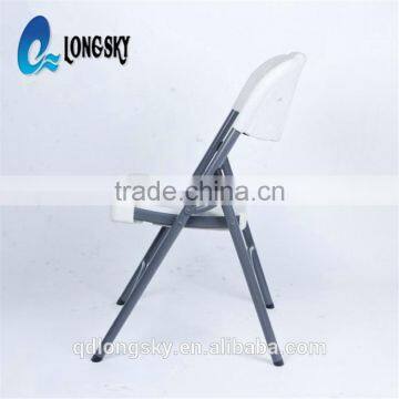 LS-4011 Light Weight Outdoor Furniture Use Cheap Dining Chair White Rental Plastic Folding Chair HDPE With Metal Painting Frame photo-3