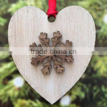 Hot Selling Hanging Decoration Heart Snowflake Layer Wood Crafts