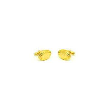 Custom Logo Stainless Steel Ellipse gold cufflinks , mens cuff links