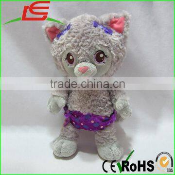 12Inch Gray Purple Cute Kitty Cat Plush Stuffed Animal Toy Soft