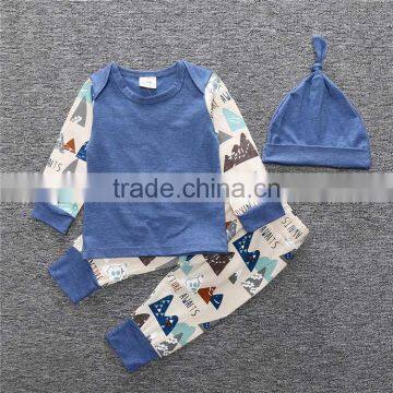 B22168A Newest autumn baby clothing set infant baby cotton 3 pcs clothing sets