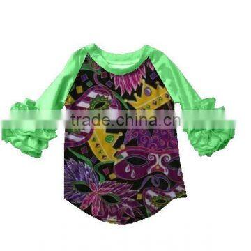 Boutique Children Feather Triple Ruffle Raglan Sleeve Baby Icing Raglan Shirts photo-6
