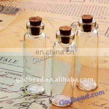 GB59wholesale likable 50x16mm wishing bottle! clear glass tiny wishing bottle vials pendants with corks