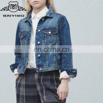 Fashion Design Casual Long Sleeve Double Button Denim Women Jackets