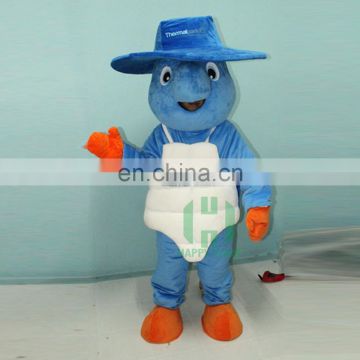 customized blue turtle mascot costume with printing logo