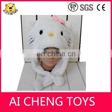 custom fashion cartoon soft plush cat hat for gift