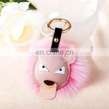 Creative Lion Head Fox Hair Ball Key Buckle Cartoon Animal Head Female Bag Pendant photo-5