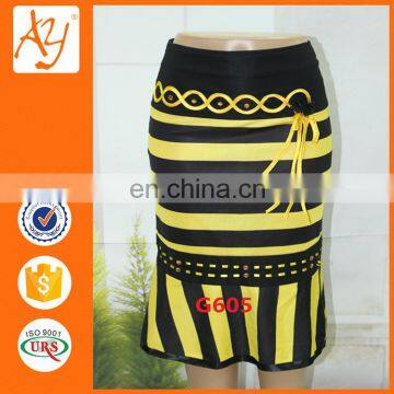 African classic style stripe latex skirt women skirts formal skirts designs