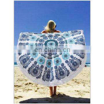 Hot sale cheap round printing tassel beach towel