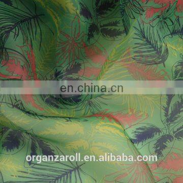 Printed organza/organdy Fabric with leaf design