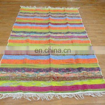 Indian Cotton Chindi Rug Vintage Multi Color Hand Woven Carpet photo-2