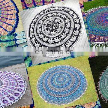 Mandala Round Beach Throw Yoga Mat Table Cover Indian Boho Tapestry Wall Mandala Roundie Hippie Boho 72'' Round Table Cover Yoga