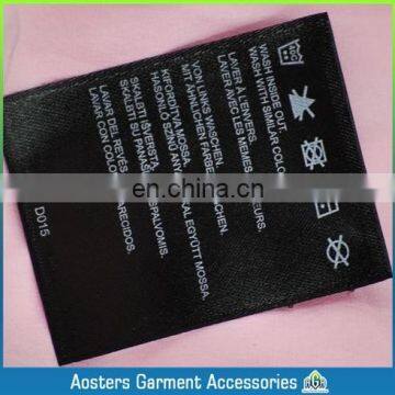Hot sale washing symbols printed clothing labels for clothing