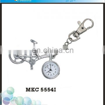 Special design bicycle metal key chain with clock