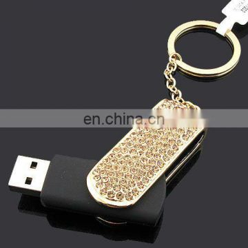 The point of full of diamond silver gold usb key ring