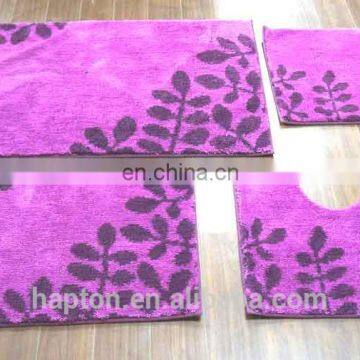 microfiber 4pcs set leaf design bath anti slip rubber shower mat