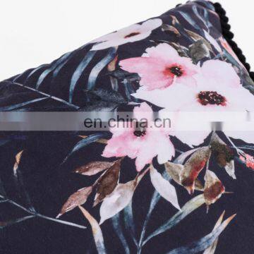 3D Flower Colorful Printed Decorative Pompom Linen Square Cushions Cushion for Chair Sofa photo-4