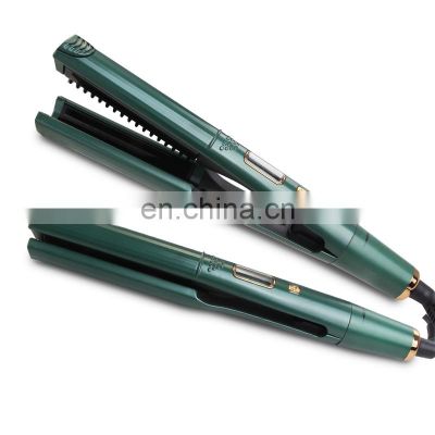 Custom Green Flat Iron Curler Ceramic Ionic Wholesale OEM Factory Fast Heating Hair Straightener 2 in 1