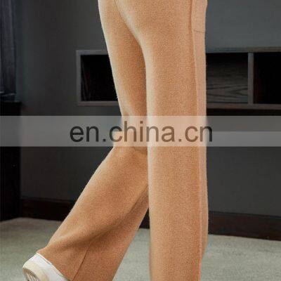 Women Casual Cashmere Straight Pants Wide Leg Loose Trouses photo-3