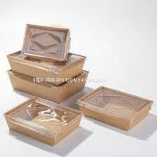 Disposable paper food containers with lids eco friendly takeaway disposable kraft packaging compostable