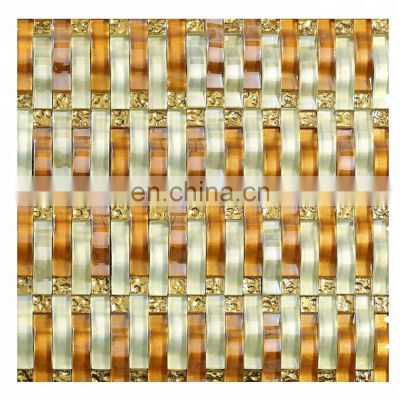 Ripple series gold 3d waves backsplash glass wall mosaic tile