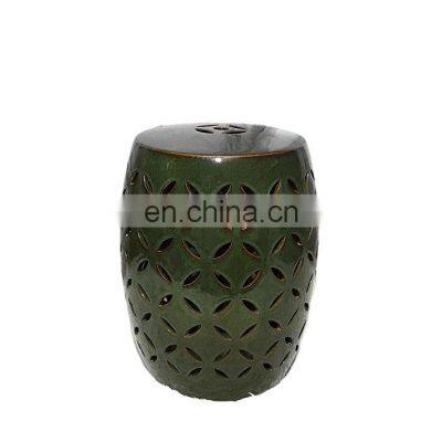 Solid Green Ceramic Antique Bed End Stool for Living room