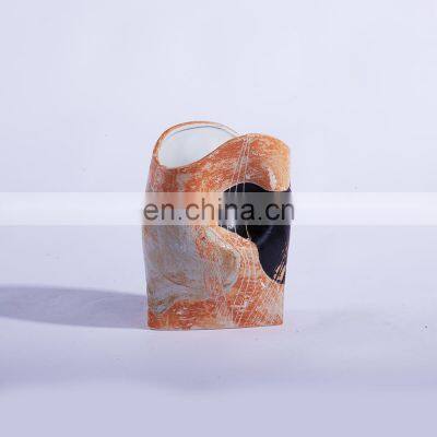 Irregular Porcelain Handmade Amber Vase For Interior Decoration photo-4