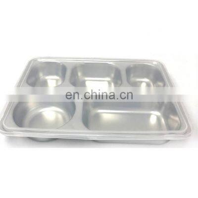 School Mess Stainless Steel Dinner Plate Buffet Tray Lunch Box, High Quality 5 Compartment Dinner Plate photo-3