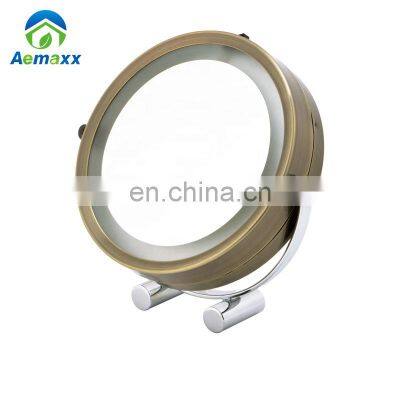 New Design Round Shape Makeup Vanity Mirrored High Quality Home Bedroom Rose Gold Sliver Beauty Table LED Touch Makeup Mirror photo-5