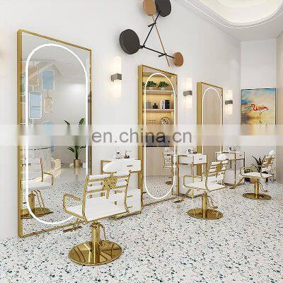 Modern CE/IP44/ROHS Certificate Golden Metal Frame Decorative Makeup Salon Wall Mirror photo-2