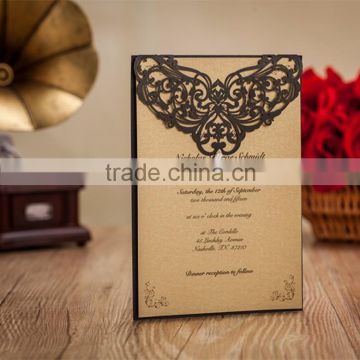 Inexpensive Fantastic Handmade Black Laser Cut Floral Wedding Invitations Wraps