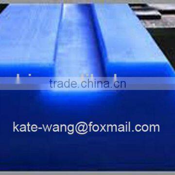 blue package assembly line track