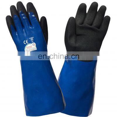 Top 15G Seamless Nylon Lining Nitrile Fully Double Coated Chemical Resistant Proof Work Gloves