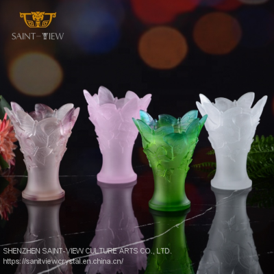 Manufacturer H20cm H14cm Crystal Inside Matt Carving Design Original Incense Burner Set photo-2