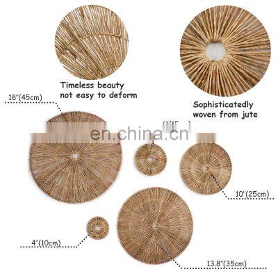 Hot Sale Seagrass Set of 5 Wall Hanging Jute Basket | Round Handwoven Southwestern Decorative Wall Accents Wholesale photo-4
