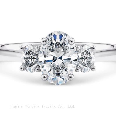 Three oval cut  diamond ring VVS