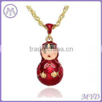 Metal Russian Matryoska Doll Pendant Charm Necklace photo-6
