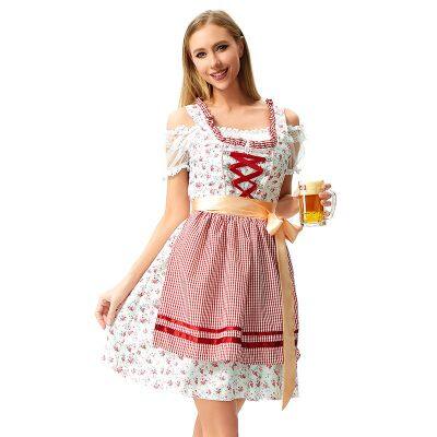 Hot selling women's printed beer jacket, Munich Beer Festival costume, Bavarian maid dress