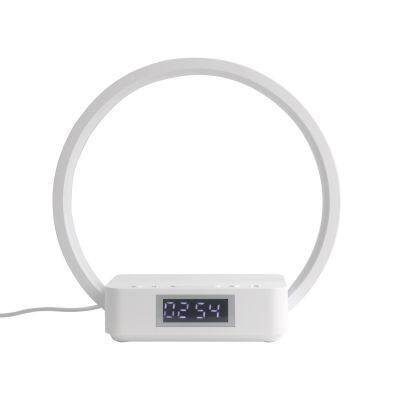 Touch Nightstand Clock with Wireless Charger LED Night Light 3-Ll Brightness Wake-Up Light Integrated Lamp Phone Holder Bedroom