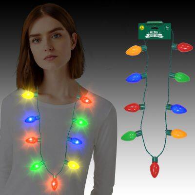 Christmas Accessories LED Party Flashing Light Up Jumbo Bulb Necklace For Holidays Events Costume Parties