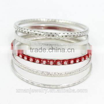 2015 Top Sale Bracelet,Silver Plated Metal Circle Fashion Crystal Bangle